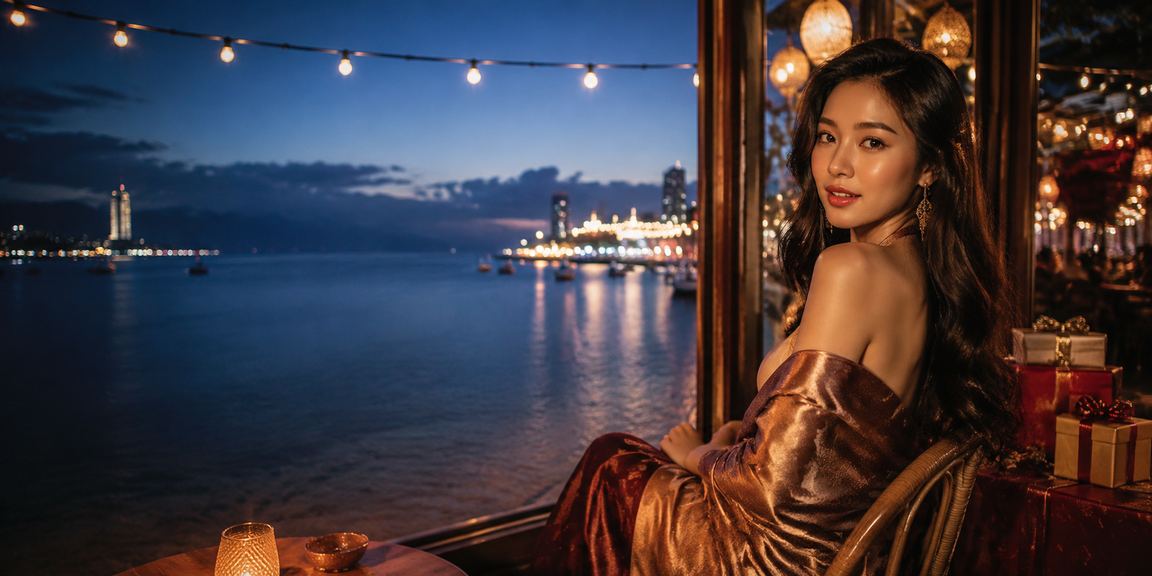 Người dùng tại Nha Trang xem khuyến mãi gp99 trong quán cà phê bên biển